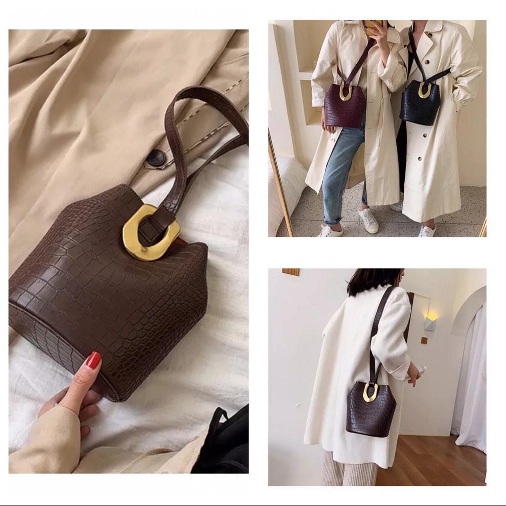 Aubrey Croc Embossed Shoulder/Crossbody Bag